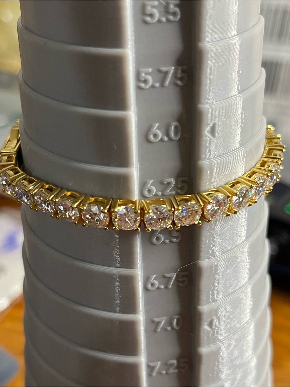 Gold Over S925 Sterling Silver Tennis Bracelet 15 CTW 5mm DTP - Picture 3 of 7